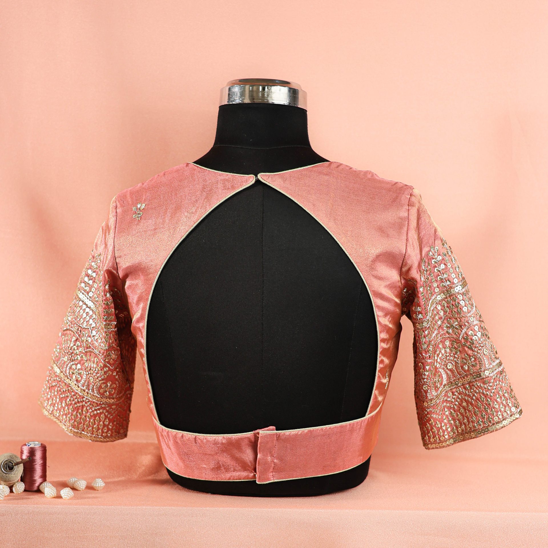 Peach embroidery blouse