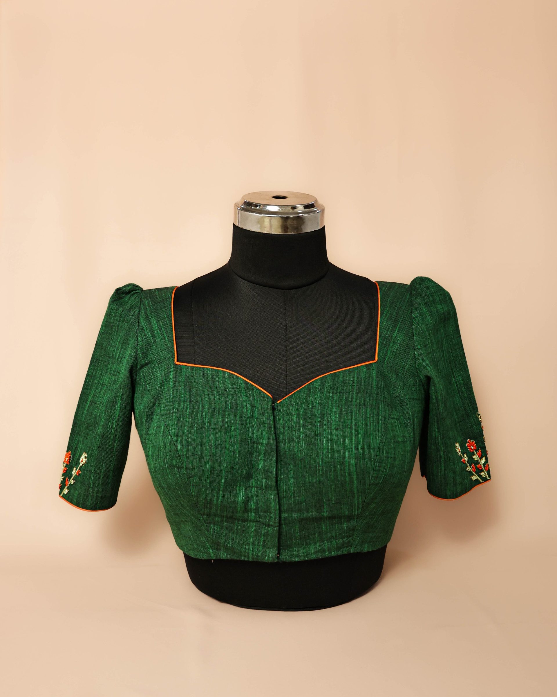 Green Handloom cotton designer blouse