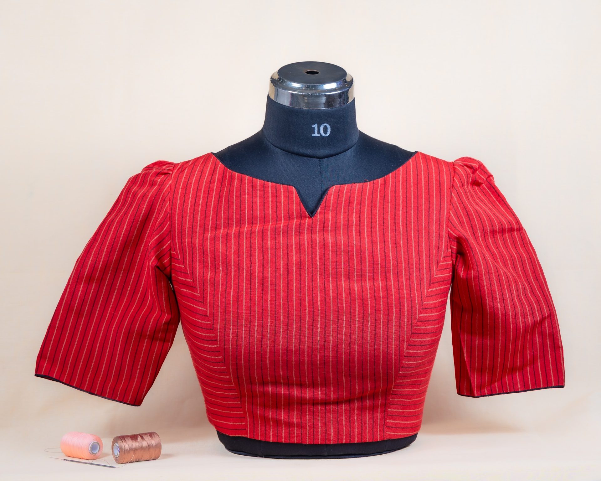 Red khadi Striped Blouse