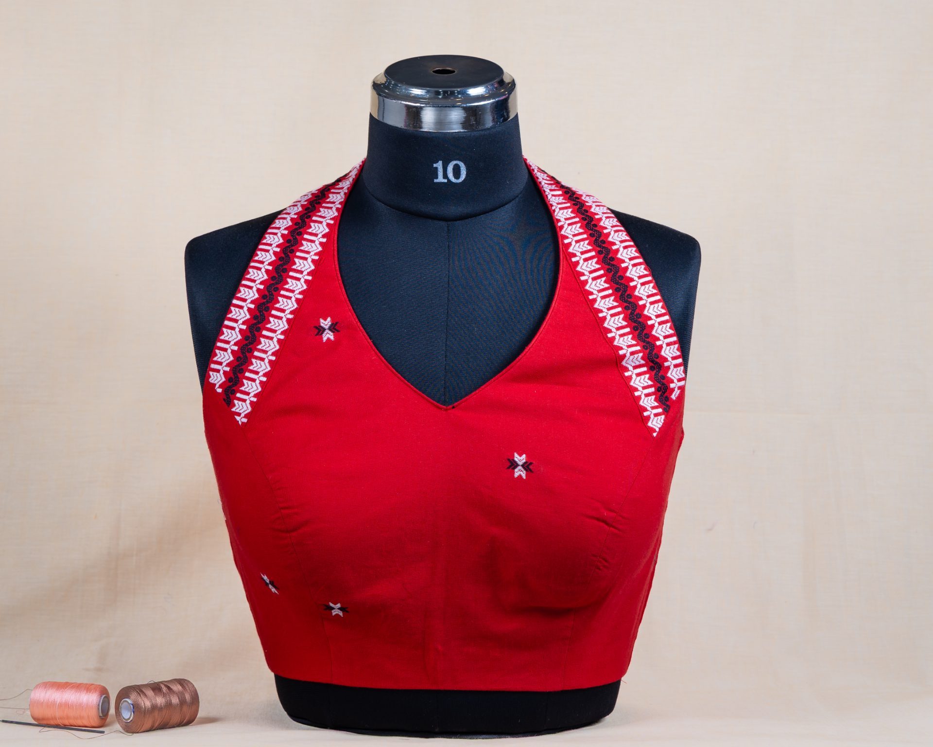 Stylish red halter neck blouse